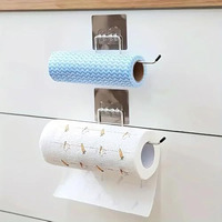 Pack Of 2 Stainless Steel Self Adhesive Napkin Ring Wall Mount Towel Hanging Holder With Magic Adhesive Pad Kitchen Paper Roll Holder Tissue Paper Stand Towel Bar Hanger Kitchen And Washbasin Use 2 Pc