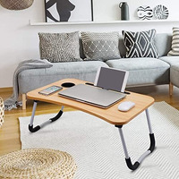 Auno Homes Table Laptop Study Bed Home Wooden Foldable Students Stand Office Computer Desk Folding Work Tables Laptops Portable (Wood), 40 Centimeters, 60 Centimeters