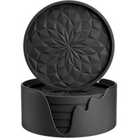 Lyrovo Silicone Coaster 6 Pack With Holder Set Fit For Tea Cups Coffee Mugs And Glasses