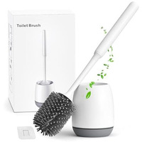 Hetlesh Toilet Brush And Holder Set For Bathroom, Flexible Toilet Cleaning Bowl Brush Head With Silicone Bristles, Compact Size For Storage And Organization, Grey