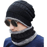 Nubilous Woolen Hat Cap,Woolen Neck Warmer Scarf Men & Women Winter Woolen Cap Hat Woolen Neck Warmer Scarf Set For Men & Women Velvet Neck Scarf Free Size (Multi-Color)