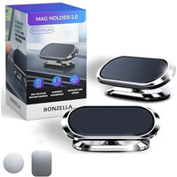 Bonzella Magnetic Mobile Holder For Car, [Easily Install] Car Mobile Holder Mount [6 Strong Magnets] Phone Holder For Car Case Friendly Iphone Mobile Stand For Car Fits With All Smartphones & Tablets