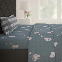 Story@Home Bedsheet For Single Size Bed | 186 Tc | Grey | Floral | 1 Piece Cotton Bedsheet For Single Size Bed With 1 Pillow Cover (145 X 225 Cm) Perfect For Home Decor & Gifting | Cotton Bedsheet