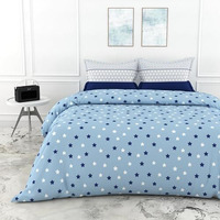 Loreto - A Quality Linen Brand 100% Cotton King Size Bedsheet With 2 Pillow Covers - Nile Blue Stars, Soft & Breathable 144 Tc Fabric, Perfect For King Beds