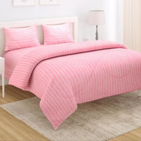 Hokipo Super Soft Microfiber Double Bed Size Ac Comforter/Blanket/Duvet/Bedding Set For Double Bed With 1 Flat Bedsheet And 2 Pillow Cover, 220 Gsm (New-562-D7)