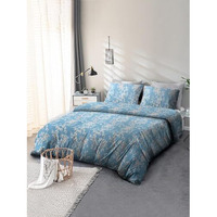Cortina 120 Tc 100% Microfiber Printed Double Bedsheet Set With Two Pillow Case | King Bedsheet Set|Breathable And Skin Friendly| (2.5X2.3M, Floral - Sky Blue)