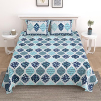 Kotts & Stitch Cotton Double Bed Bedsheet Set With 2 Pillow Covers | 210 Tc | 237X274 Cm |Jaipuri Tradtional Ajrak Print