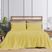 Yrm Bedding's 800-Series Platinum Collection Giza Egyptian Cotton Bedsheet With 2-Pillow Covers | King Size Bedsheet - Goold Yellow