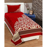 Fresh From Loom Chenille 500 Tc Single 60 X 90 Inch Bedsheet With 1 Pillow Cover, Red Color