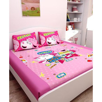 Athom Living Peppa Pig Digital Printed Cotton Kids Double Bedsheet 270X270 Cm,2 Pillow Cover
