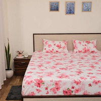 Bhoomi Impex Bedsheet For Double Bed - Brushed Microfiber Bedding - Flat Bedsheets & Pillowcase - No Wrinkle, Fade Resistant & Sheets - Double_ Print Floral Pink