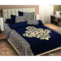 Fresh From Loom Chenille Velvet 500 Tc Double Bed King Sizecover With 2 Pillow Cover (Blue, 90X100 Inch)