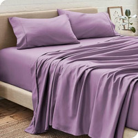 Plumora 100% Cotton Bed Sheet For King Size Bed, 1 King Size Bed Sheet Cotton (108 X 108 Inches) With 2 Pillow Covers, Premium 300 Tc Bedsheet For Double Bed King Size (Solid Lavender, Super King)