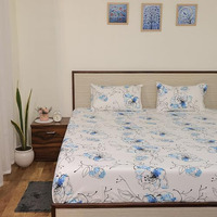 Bedsheet For Double Bed Include Pillow Covers |Wrinkle-Free Ultra Soft Double Bed Sheet With Pillow Covers | Blue Blossom Design Bedsheet For Bedroom