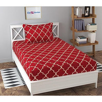 Engunias Prime Collection 220Tc 1 Single Bedsheet With 1 Free Pillow Covers Soft-Touch Glace Cotton Skin Friendly 230X230Cm Single Bedsheet For Single Bed