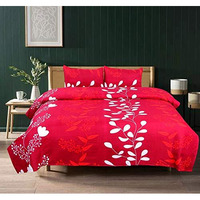 Engunias Double Sized Cotton Feel 100% Glace Cotton Bedsheet Set Of 1 Bedsheet With 2 Pillow Covers (1 Double Bedsheets With 2 Pillow Covers) Floral Design 1 (Red)