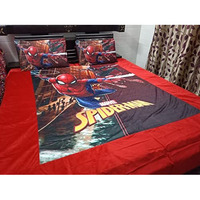 Bhaiji Bedsheets Kids Cartoon Print Bedsheets For Double Bed, With 2 Pillow Covers, Marvel Spider Man Print, Loose Pvc Pack