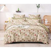 Mosho 220 Tc Glace Cotton King Large Size 9 Feet Comforter Set Double Bed With Bedsheet Set (Beige Floral)