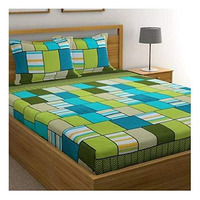 Guruji 188Tc 3D Polycotton Double Bedsheets With 2 Complimentory Maching Pillow Covers (Pack Of 2 Bedsheet With 2 Pillow Covers) Size 228X228(90 X90) Cm (Green)