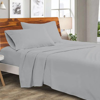 Linenaffairs Microfiber Bed Sheets-Hotel Luxury Bedding 1800, Ultra-Soft Microfiber Wrinkle Free Luxury - Light Grey Solid_King Size