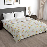 Story@Home Microfiber Arena Zipper Duvet Cover, Ac Blanket Double Bed, Dohar Double Bed, Soft Blanket For Summer, Light-Weight, Reversible | Cream | Floral | 221 Cm X 254 Cm,180Tc