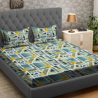 Amazon Brand - Umi Brushed Microfiber Cotton Double Bedsheet With 2 Pillow Covers,Bedsheet 90X100(Inches) Pillow Cover 17X27(Cm, 144 Tc, Multi)
