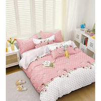 Fresh From Loom Summer Collection Super Soft King Size Ac Comforter/Blanket/Duvet For Double Bed With 1 Flat Bedsheet And 2 Large Pillow Covers - 4 Piece Comforter Set - Pink Center Flower
