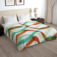Story@Home Microfiber Arena Duvet Cover, Ac Blanket Double Bed, Dohar Double Bed, Soft Blanket For Summer, Light-Weight, Reversible | Teal | Abstract | 221 Cm X 254 Cm
