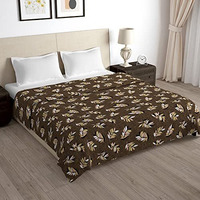 Story@Home Microfiber Arena Duvet Cover, Ac Blanket Double Bed, Dohar Double Bed, Soft Blanket For Summer, Light-Weight, Reversible | Chocolate Truffle | Leaf | 221 Cm X 254 Cm