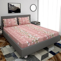 Realdream Flat Bedsheet For Double Bed, Double Bedsheet Glace Cotton With Pillow Covers 90 X 100 Inches (Pink)