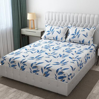 Om Carpet Glace Cotton Breathable Wrinkle, Fade Resistant & Cooling Flat Premium Bed Sheet 250 Tc With Large Size 18X28 Inches Pillow Cover (Design_103, 90X100 Inches For Double Bed)