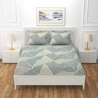 Realdream Bedsheet For Double Bed, Supersoft Cotton Feel King Size Printed Flat Double Bedsheet With 2 Pillow Covers 90 X 100 Inches (Mix-Lines)