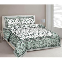 Clothology 240 Tc 100% Pure Cotton Bedsheet For King Bed (Jaipuri Rajasthani Bedsheet) | 1 Cotton Bedsheet King Size With 2 Pillow Covers | 240 Tc Cotton King Jaipuri Prints Flat Bedsheet
