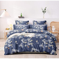 Solo Desire Super King Size Elastic Fitted Bedsheet Floral Print With 2 Pillow Cover Fits Upto 72 * 78 Inch+10 Inch Mattress (Super King, Dark-Blue)