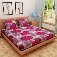 Dream Care 120 Tc 100% Pure Cotton Double Queen Size Bedsheet With 2 Pillow Covers (223 X 243 Cm, 88 X 96 Inches, Geometric Print - Pink)