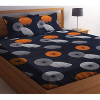 Engunias King Collection Glace-Cotton 285 Tc Double Bed Sized (90 X 90) Bedsheet With 2 Free Maching Pillow Covers Design Abstract-H