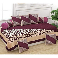Bhaiji Bedsheet Diwan Set 8 Pieces Bed Sheet Cushions Covers Bolster Covers - Purple