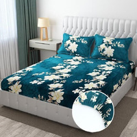 Bhavya Apparel King Size Double Bed Bedsheet | Flannel Feel Glace Soft Winter Double Bed Premium Elastic Fitted Bedsheet With 2 Pillow Cover | 72 X 78 Inch