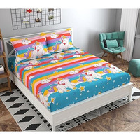 Premium Cotton Feel All Around Elastic Fitted Bedsheets, Double Size Bedsheet For Double Bed Elastic Fitted With 2 Pillow Cover, Size - 72 X 78 X 6 Inch, Pink Bedsheet