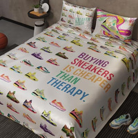 Quirkloom Bedsheet Set For Double Bed, Premium Satin Bedsheets With Pillow Covers, Quirky Printed Bed Sheet, Dunk Dreams