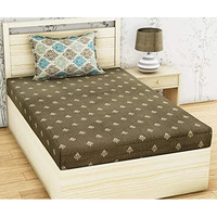 Amazon Brand - Umi 100% Cotton Bedsheets With 1 Pillow Cover - Printed Cotton Single Bedsheet (Light Brown)