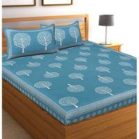 Rajdevi Jaipur Prints Double Size Cgreen Tree 1 Bedsheet 100% Cotton With 2 Pillow Cover