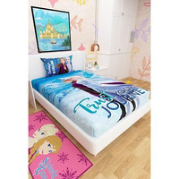Disney Frozen Anna And Elsa Cotton Single Bed Sheet For Kids - Multicoloured (147 X 223 Cm) Pack Of 1