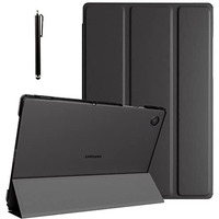 Proelite Smart Flip Case Cover For Samsung Galaxy Tab A8 10.5" Sm-X200/ Sm-X205/ Sm-X207 Translucent Back With Stylus Pen, Black