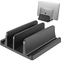 Tarkan Vertical Laptop Holder | 2-Slot Desk Space Saving Organizer Stand Fits All Laptop Sizes (Abs, Black) Organizer Stand Fits All Laptop|