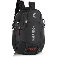 Half Moon 45L Hammer Waterproof 4 Compartment Rucksack Bags For Men/Trekking Bags For Men | With 17.3" Laptop Compartment & Rain Cover | For Trekking, Hiking, Travel Backpack For Unisex (Dark Black)
