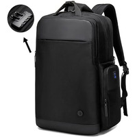 Ah Arctic Hunter Golden Wolf 35L Travel 5 Compartment Backpack For Men Anti-Theft Backpack With Lock 17.3" Office Laptop Bag Expandable Clothing Pocket Usb Port For Business College, Black