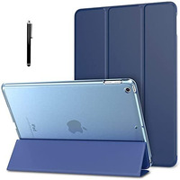 Proelite Smart Flip Case Cover For Apple Ipad 9.7 Inch 5Th/6Th Gen Air 1 Air 2 A1822 A1823 A1893 A1954 With Stylus Pen, Transparent Back, Dark Blue
