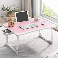 Tarkan Portable Folding Laptop Desk For Bed, Lapdesk With Handle, Drawer, Cup & Mobile/Tablet Holder For Study, Eating, Work (Pink)