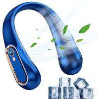 Neck Fan, Portable Bladeless Neck Fans Rechargeable, 4000 Mah Battery Usb 360 Airflow Super Quiet 3 Speeds Personal Wearable Neck Fan, Collar Fan For Neck Outdoor Indoor For Women Men (Neck - Blue)